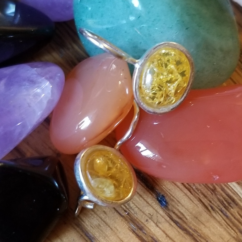 Sterling silver amber earrings